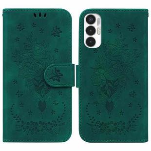 For Tecno Pova 3 LE7 Butterfly Rose Embossed Leather Phone Case(Green)