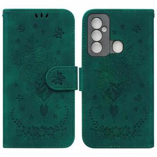 For Tecno Spark 6 GO Butterfly Rose Embossed Leather Phone Case(Green)