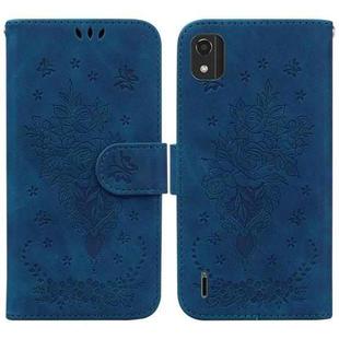 For Nokia C2 2nd Edition Butterfly Rose Embossed Leather Phone Case(Blue)