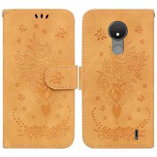 For Nokia C21 Butterfly Rose Embossed Leather Phone Case(Yellow)