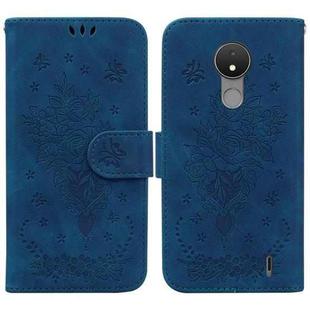 For Nokia C21 Butterfly Rose Embossed Leather Phone Case(Blue)