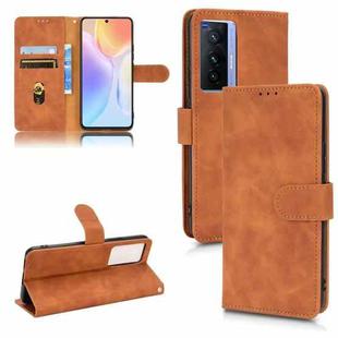 For vivo X70 Skin Feel Magnetic Flip Leather Phone Case(Brown)