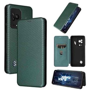 For Xiaomi 12S Ultra Carbon Fiber Texture Magnetic Flip Leather Phone Case(Green)