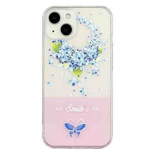 For iPhone 13 Bronzing Butterfly Flower Phone Case(Hydrangea)