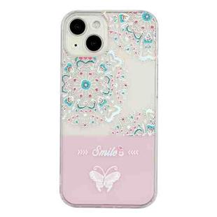 For iPhone 13 Bronzing Butterfly Flower Phone Case(Peacock Flower)