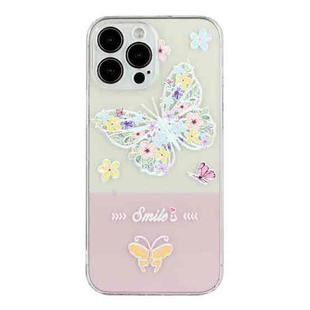 For iPhone 13 Pro Max Bronzing Butterfly Flower Phone Case (Butterfly)