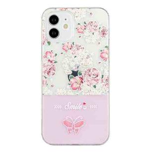 For iPhone 12 Bronzing Butterfly Flower Phone Case(Peony)