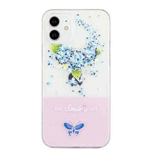 For iPhone 12 Bronzing Butterfly Flower Phone Case(Hydrangea)