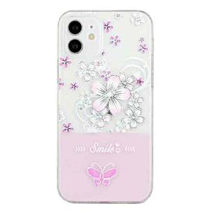 For iPhone 12 Bronzing Butterfly Flower Phone Case(Cherry Blossoms)