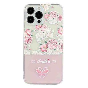 For iPhone 12 Pro Bronzing Butterfly Flower Phone Case(Peony)
