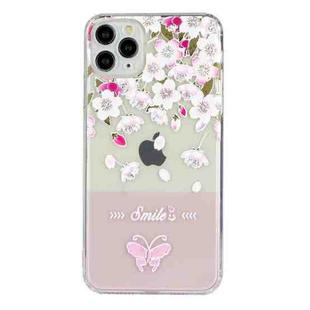 For iPhone 11 Pro Max Bronzing Butterfly Flower Phone Case (Peach Blossoms)