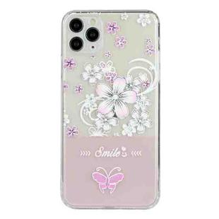 For iPhone 11 Pro Max Bronzing Butterfly Flower Phone Case (Cherry Blossoms)