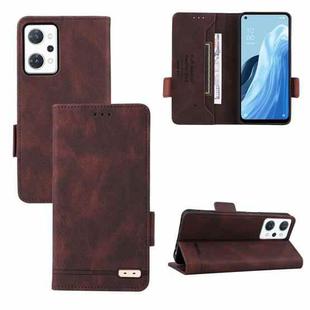 For OPPO Reno7 A JPN Magnetic Clasp Flip Leather Phone Case(Brown)