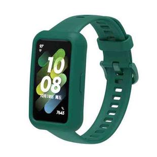 For Huawei Band 7 Silicone Adjustable Elastic Watch Band(Dark Green)