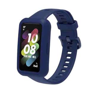 For Huawei Band 7 Silicone Adjustable Elastic Watch Band(Navy Blue)