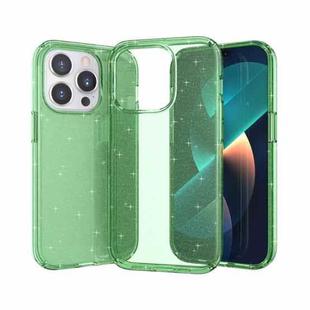 For iPhone 14 Pro Max Crystal Clear Phone Case (Glitter Green)