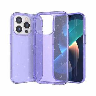 For iPhone 14 Pro Crystal Clear Phone Case(Glitter Purple)