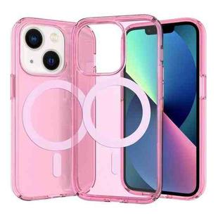 For iPhone 14 Plus Crystal Clear MagSafe Phone Case (Transparent Pink)