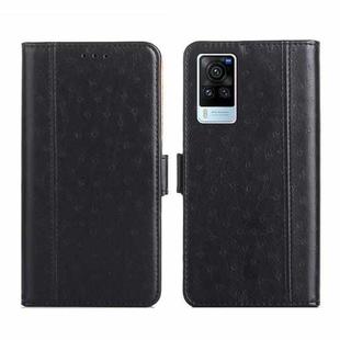 For vivo X60 Pro Foreign Version / X60 Curved Screen Version Ostrich Texture Flip Leather Phone Case(Black)