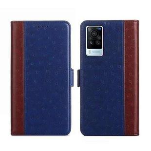 For vivo X60 Pro Foreign Version / X60 Curved Screen Version Ostrich Texture Flip Leather Phone Case(Blue)
