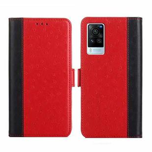 For vivo X60 Pro Foreign Version  / X60 Curved Screen Version Ostrich Texture Flip Leather Phone Case(Red)