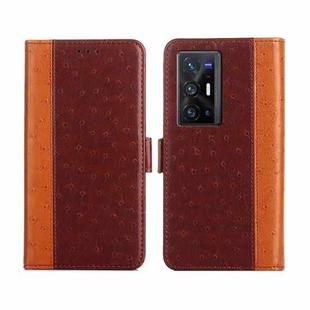 For vivo X70 Pro+ Ostrich Texture Flip Leather Phone Case(Brown)