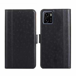 For vivo Y15s Foreign Version Ostrich Texture Flip Leather Phone Case(Black)