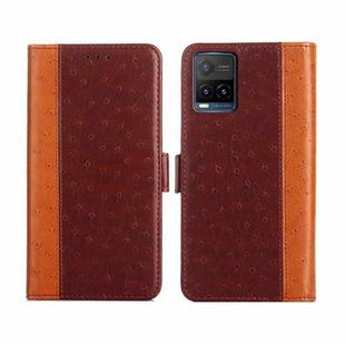 For vivo Y21 / Y21s / Y33s Ostrich Texture Flip Leather Phone Case(Brown)