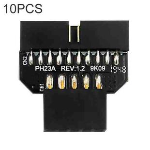 10 PCS Motherboard USB 2.0 9Pin to USB 3.0 19Pin Plug-in Connector Adapter, Model:PH23A