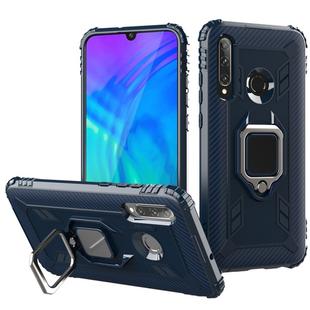 For Huawei nova 4 Lite Carbon Fiber Protective Case with 360 Degree Rotating Ring Holder(Blue)