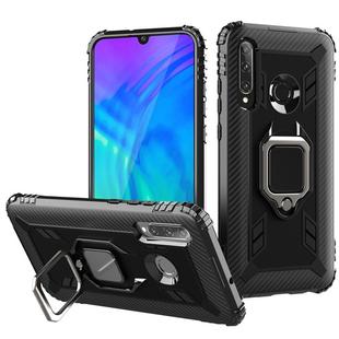 For Huawei P Smart+ 2019 Carbon Fiber Protective Case with 360 Degree Rotating Ring Holder(Black)