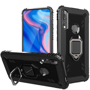 For Huawei Y9 Prime 2019 Carbon Fiber Protective Case with 360 Degree Rotating Ring Holder(Black)