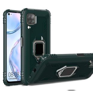 For Huawei nova 6SE Carbon Fiber Protective Case with 360 Degree Rotating Ring Holder(Green)