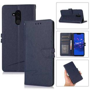 For Huawei Mate 20 lite Cross Texture Horizontal Flip Leather Phone Case(Dark Blue)