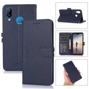 For Huawei P20 lite Cross Texture Horizontal Flip Leather Phone Case(Dark Blue)