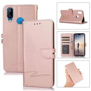 For Huawei P20 lite Cross Texture Horizontal Flip Leather Phone Case(Pink)