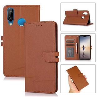 For Huawei P20 lite Cross Texture Horizontal Flip Leather Phone Case(Brown)