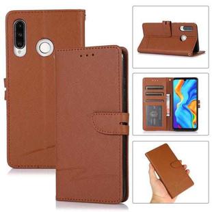 For Huawei P30 lite Cross Texture Horizontal Flip Leather Phone Case(Brown)