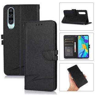 For Huawei P30 Cross Texture Horizontal Flip Leather Phone Case(Black)