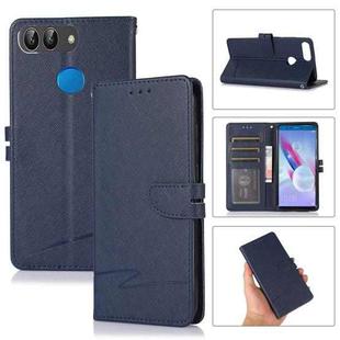 For Honor 9 Lite Cross Texture Horizontal Flip Leather Phone Case(Dark Blue)