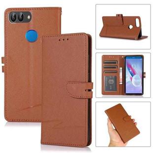 For Honor 9 Lite Cross Texture Horizontal Flip Leather Phone Case(Brown)