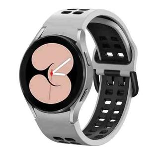 For Samsung Galaxy Watch 5 Pro 45mm Double-row Hole Two-color Silicone Watch Band(White Black)