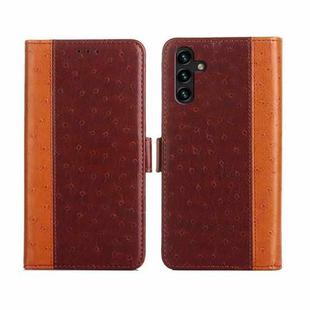 For Samsung Galaxy A13 4G Ostrich Texture Flip Leather Phone Case(Brown)