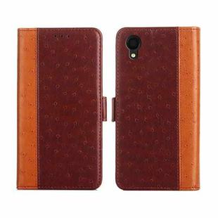For Samsung Galaxy A22 5G Ostrich Texture Flip Leather Phone Case(Brown)
