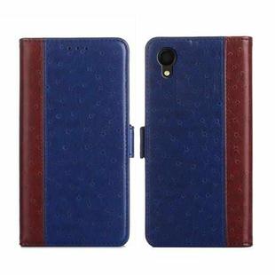 For Samsung Galaxy A22 5G Ostrich Texture Flip Leather Phone Case(Blue)