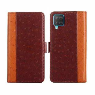 For Samsung Galaxy M12 / F12 Ostrich Texture Flip Leather Phone Case(Brown)