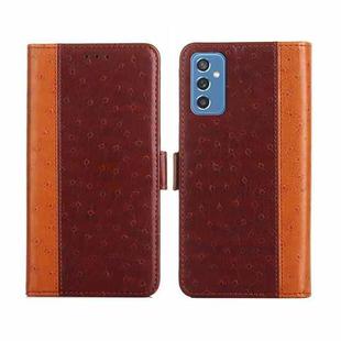 For Samsung Galaxy M52 5G Ostrich Texture Flip Leather Phone Case(Brown)