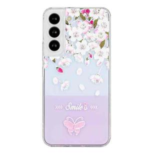 For Samsung Galaxy S22 5G Bronzing Butterfly Flower Phone Case(Peach Blossoms)