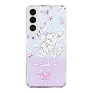 For Samsung Galaxy S22 5G Bronzing Butterfly Flower Phone Case(Cherry Blossoms)