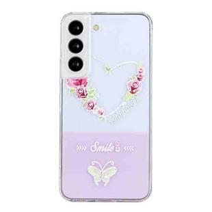 For Samsung Galaxy S22+ 5G Bronzing Butterfly Flower Phone Case(Rose Heart)